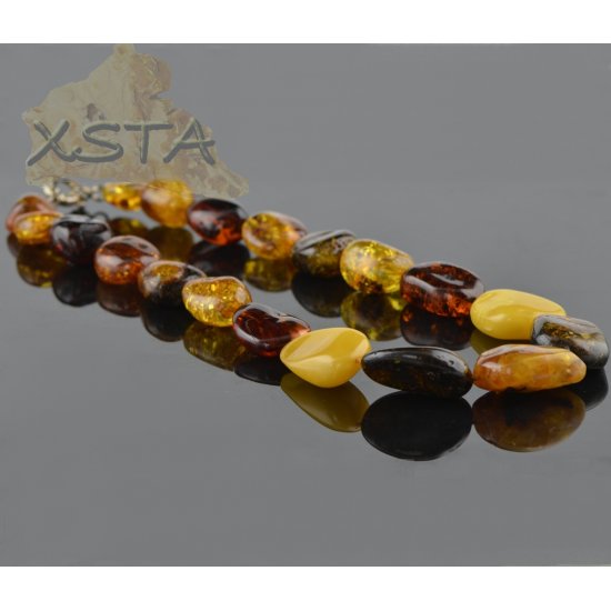 Amber necklace with large olive beads